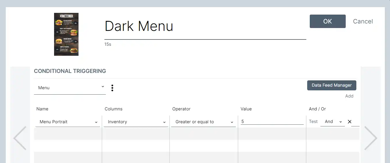 Menu board data drive